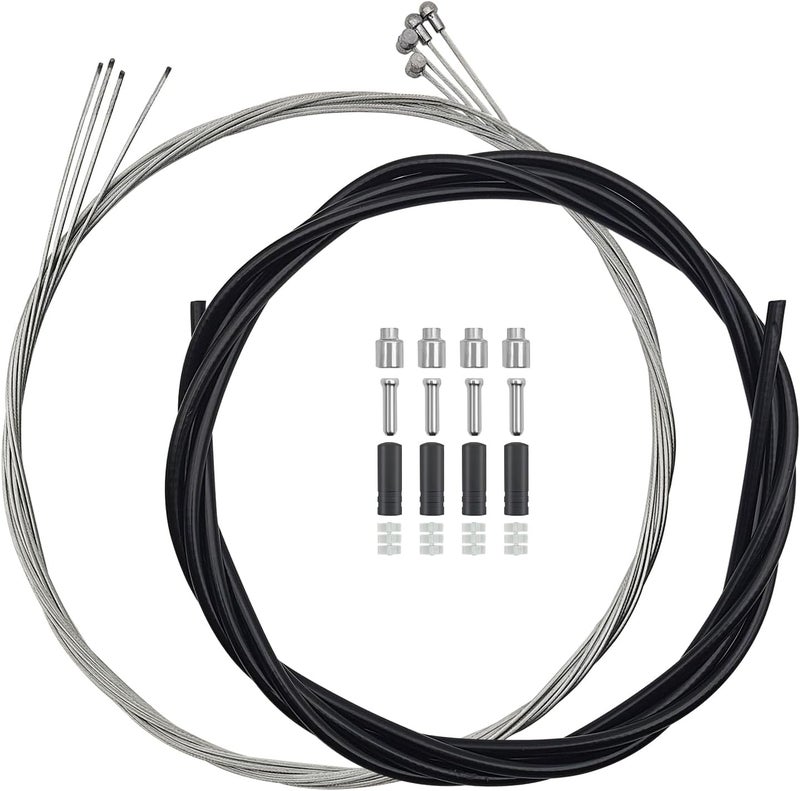 CKANDAY 4 Pcs Bike Brake Cable Kit, Road Bike & Universal Standard Bicycle Brake Cable, Professional Bicycle Brake line for Mountain MTB, with 2.5M Brake Cable Housing & Crimps Accessories 2M - Image 1
